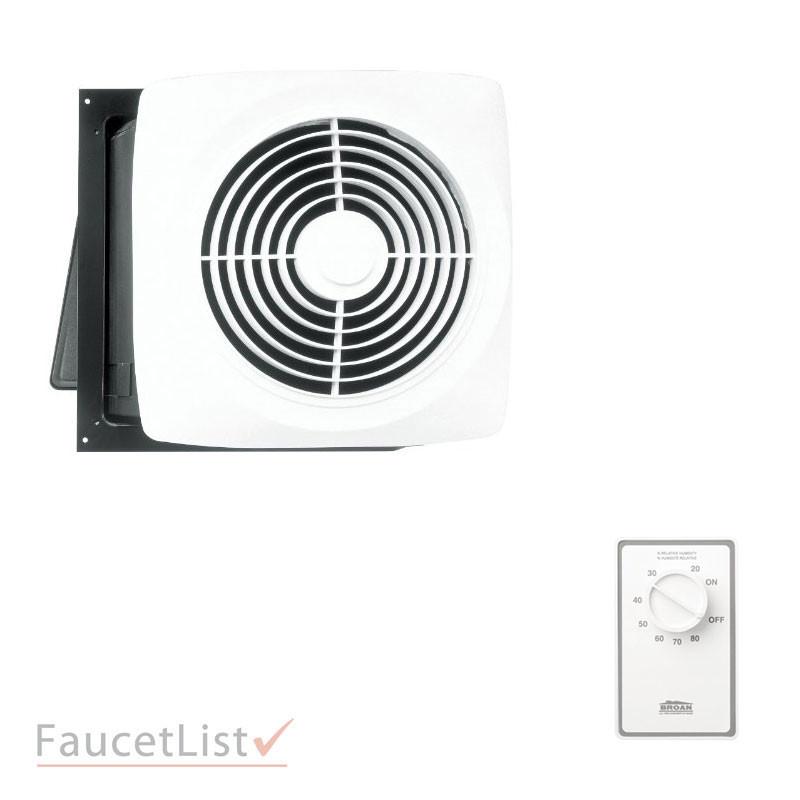 Broan 12C White High Power 360 CFM Through Wall Exhaust Fan with Dehumidistat - Automatic Humidity Sensing Ventilator for Bathroom, Kitchen & Laundry Room