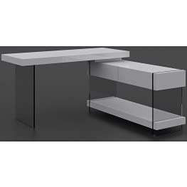 J & M Furniture 179921-D Cloud Desk - White High Gloss Modern Computer Desk for Home Office, Gaming & Study - Sleek Writing Table with Durable Finish