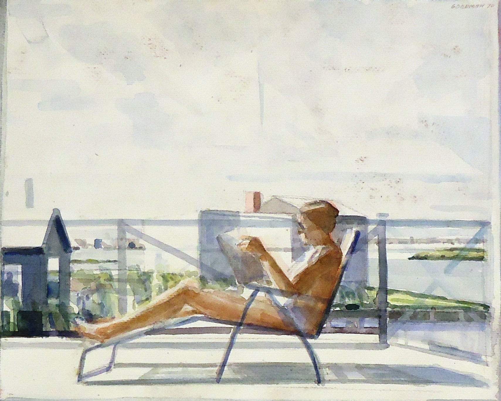 Sidney Goodman: Woman in a Deck Chair - Vintage Art Print for Home & Office Decor - Perfect for Living Rooms, Bedrooms, and Art Galleries