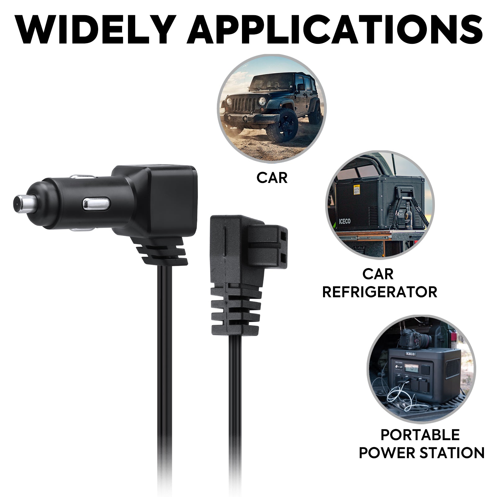 12V Male Cigarette Lighter Plug for ICECO APL20 APL35 Portable Freezer - Power Adapter for Car RV Truck Boat Camping & Road Trips