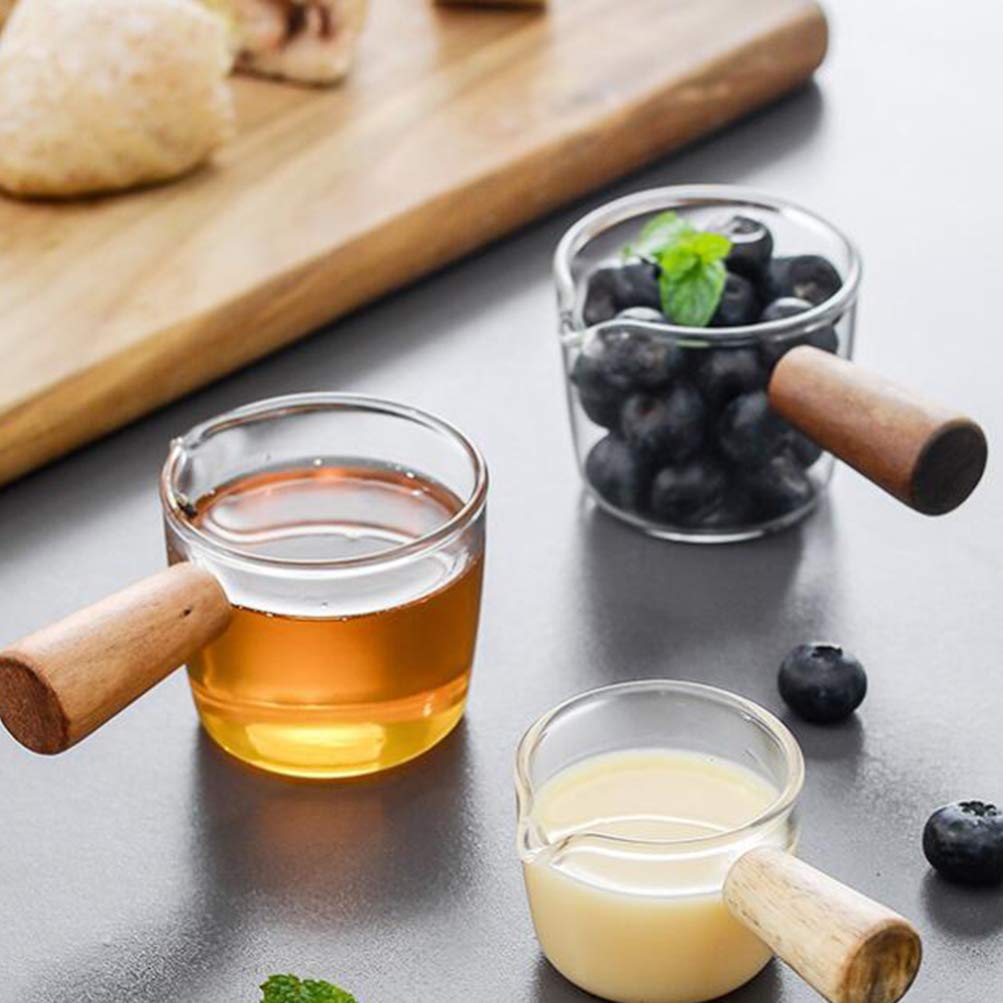 Cabilock Glass Sauce Dish with Handle - Mini Creamer Jug for Milk, Coffee, Seasoning & Appetizers - Perfect for Home & Restaurant Use (Size S) - Ideal for Serving, Pouring & Entertaining