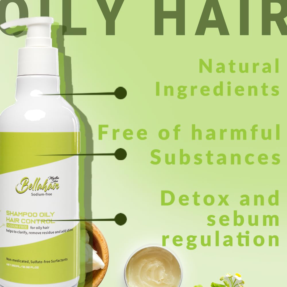 BellaHair Deep Cleanse Detox Shampoo for Oily Hair - Intensive Oil Control & Scalp Revitalizer with Essential Oils | Purifying Hair Care for Greasy Hair & Scalp | 12 oz | Perfect for Daily Use & Post-Workout Refresh