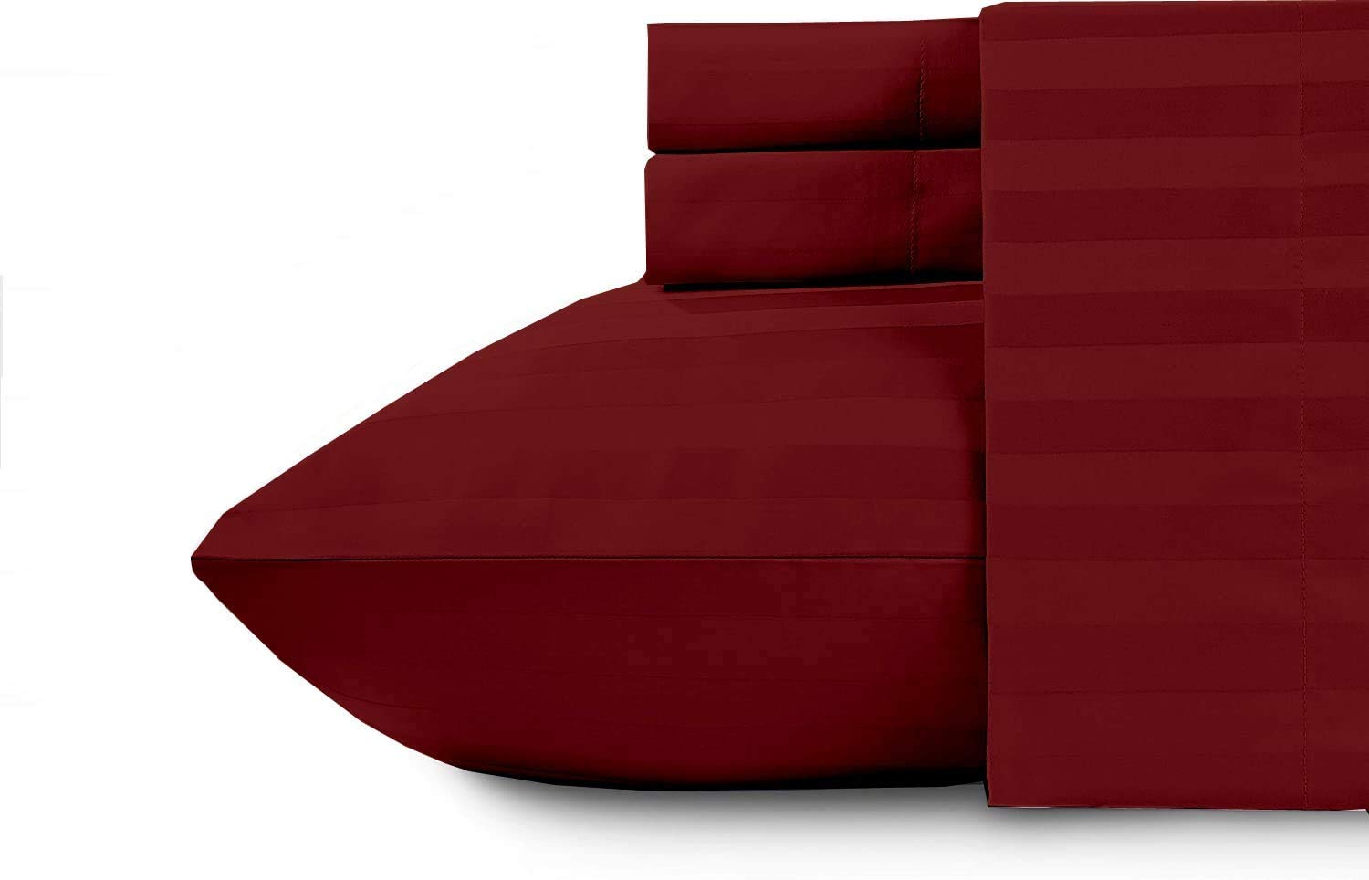 ARlinen RV Sheet Sets - 3/4 Full Bunk Size (48x75), Burgundy Stripe for 8-10