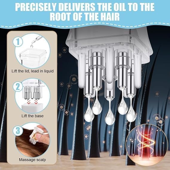 Scalp Oil Applicator Comb - 10ml Anti-Leak Hair Treatment Bottle with Scale Control for Oily/Greasy Hair - Salon Quality Hair Loss Prevention & Lotion Dispenser - Transparent Design for Easy Use at Home or Professional Salons