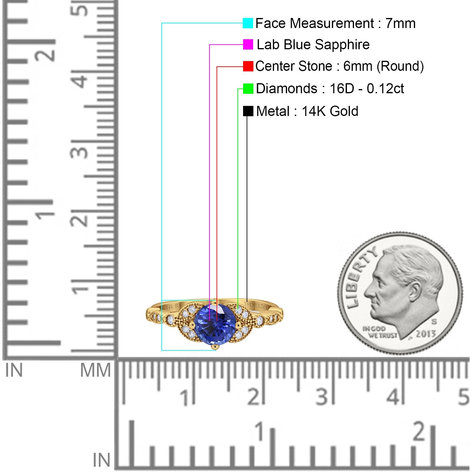 14K Gold 0.96ct Round Art Deco 6mm G SI Diamond Engagement Ring for Women - Elegant Wedding Band, Anniversary Gift, Promise Ring for Brides & Couples (Perfect for Proposals, Vow Renewals & Special Occasions)