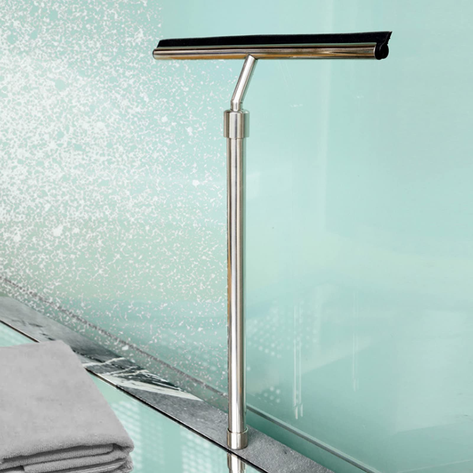Premium Stainless Steel Shower Squeegee - Bathroom Window & Car Glass Cleaner Tool - Multi-Surface Squeegee for Shower Doors, Mirrors, Tiles (Perfect for Bathroom Cleaning, Car Washing & Household Use)