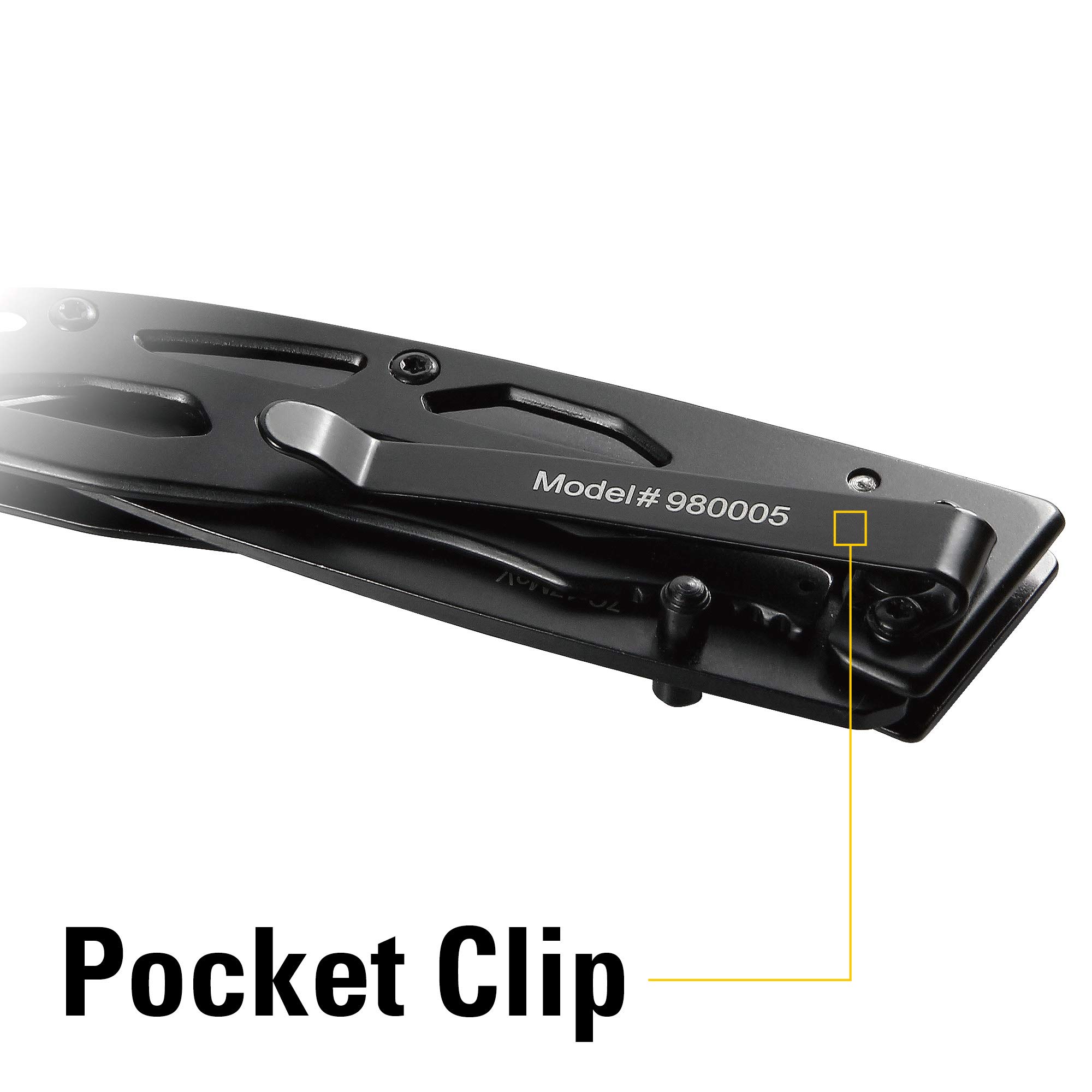 Caterpillar 6-1/2 Inch Folding Pocket Knife - Heavy Duty Black Utility Knife for Camping, Hiking & Outdoor Survival - 980005 Model