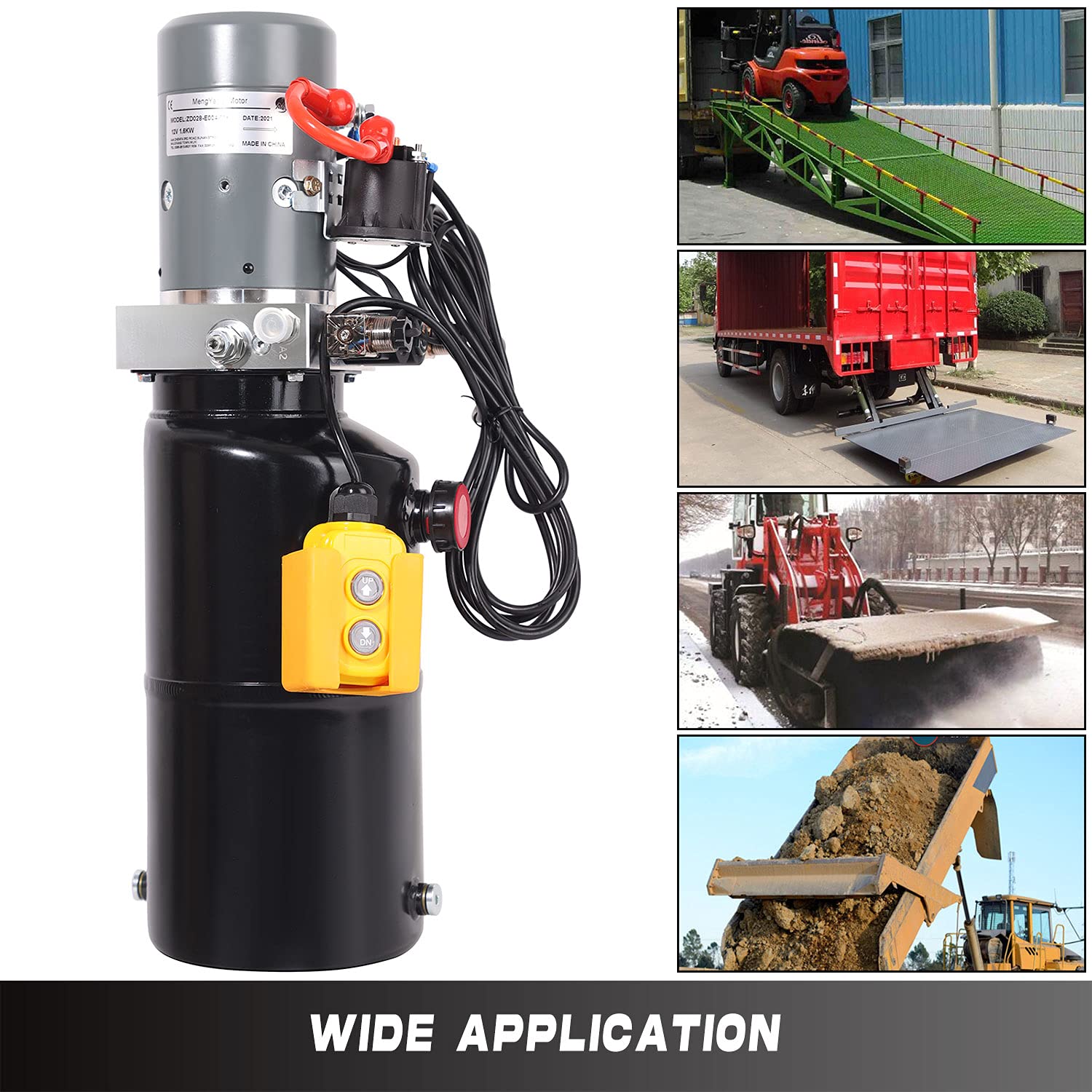 12V DC Hydraulic Power Unit - 8 Quart Double Acting Hydraulic Pump with Metal Reservoir for Car Lifting & Dump Trailers | Heavy Duty Hydraulic System for Automotive Repair, Farm Equipment & Industrial Applications