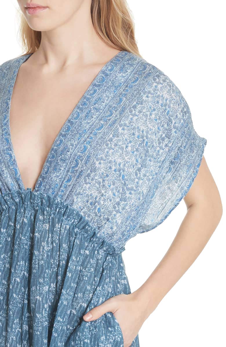 Free People Arizona Printed Plunging Romper - Blue XS | Boho Chic Summer Outfit for Beach, Music Festivals & Vacations