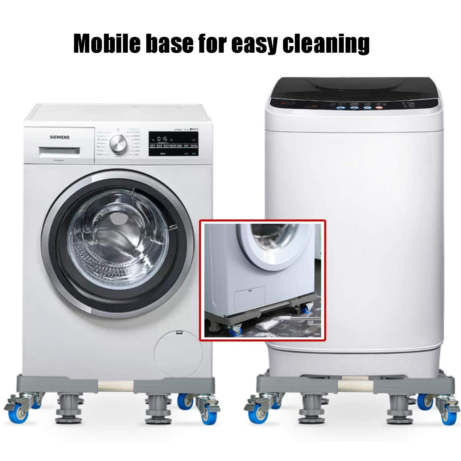 Universal Mobile Base Stand for Refrigerator, Washing Machine & Furniture - Heavy Duty Dolly with Locking Wheels & Sturdy Feet | Perfect for Home, Dorm, Laundry Room & Garage Organization