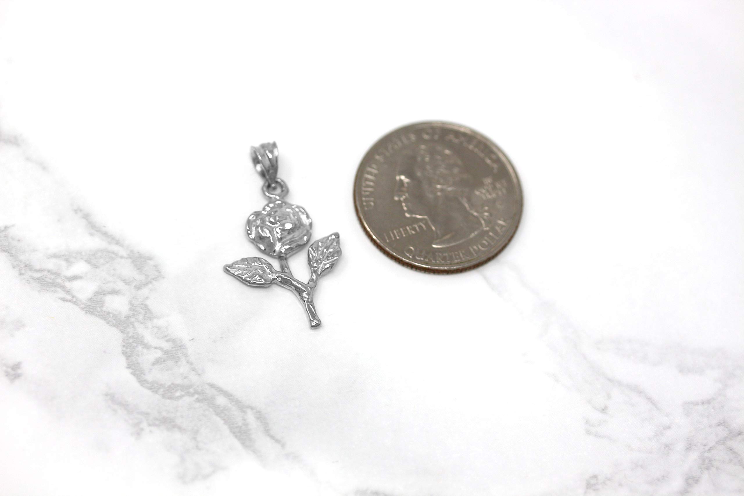 925 Sterling Silver Rose Stem Charm Pendant Necklace for Women - Elegant Floral Jewelry Gift for Valentine's Day, Anniversary & Special Occasions