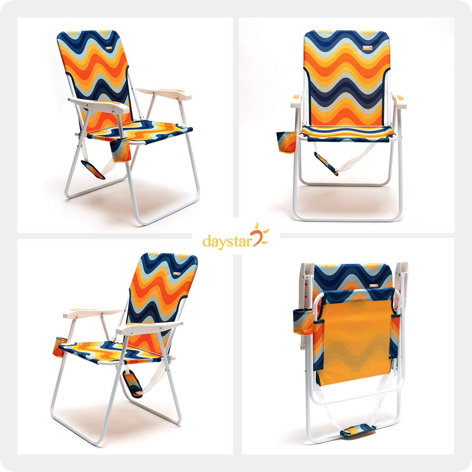 **SUNNYFEEL Heavy Duty Tall Folding Beach Chair for Adults - Lightweight Portable Sand Chair with Cup Holders, Supports 300 lbs - Perfect for Camping, Outdoor Travel, Picnics, Concerts & Sports**
