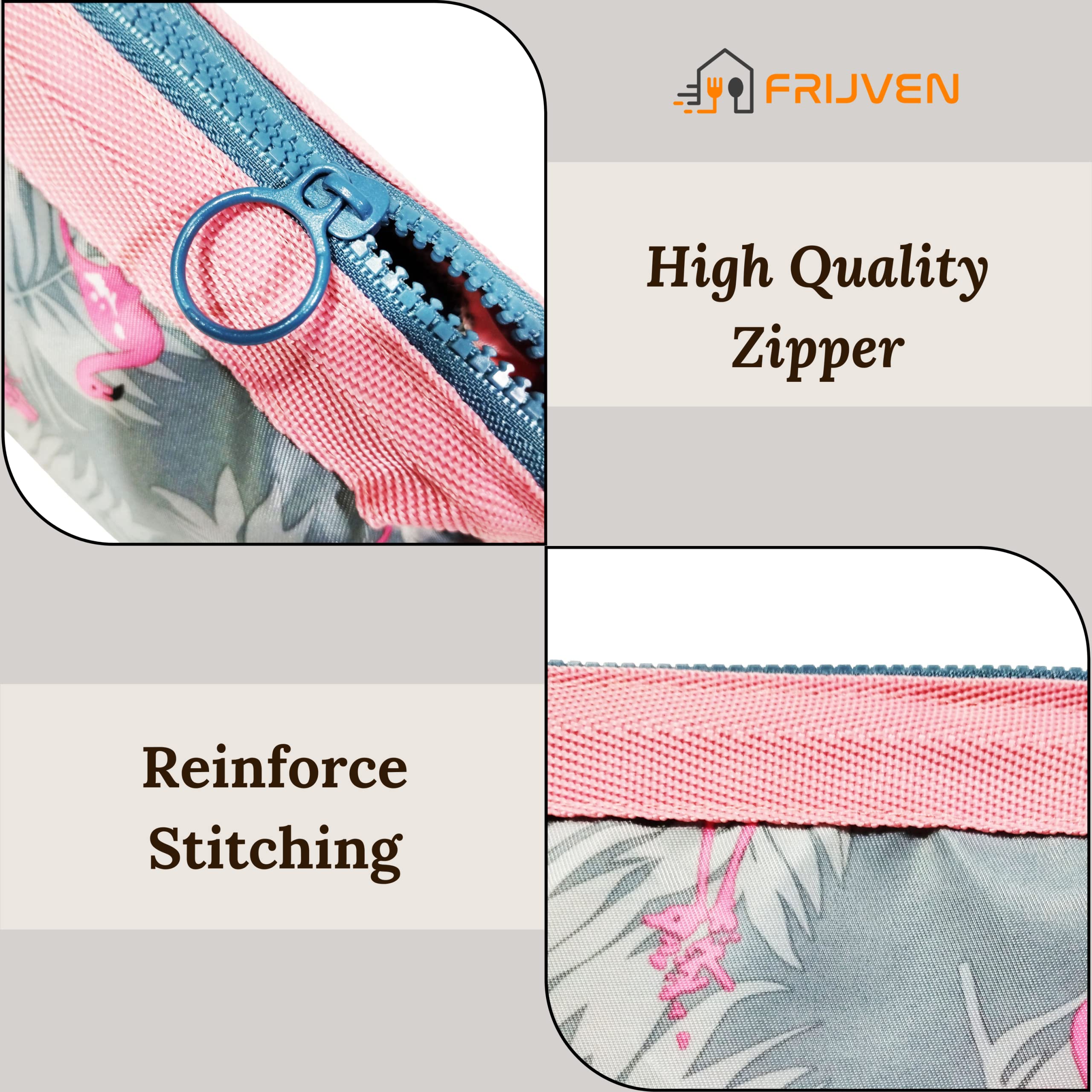 FRIJVEN Printed Cosmetic Makeup Pouch - 9cm Women's Toiletry Organizer Bag, Small Travel Makeup Case for Grooming Kit (Grey & Blue) | Perfect for Travel, Gym & Daily Essentials Storage