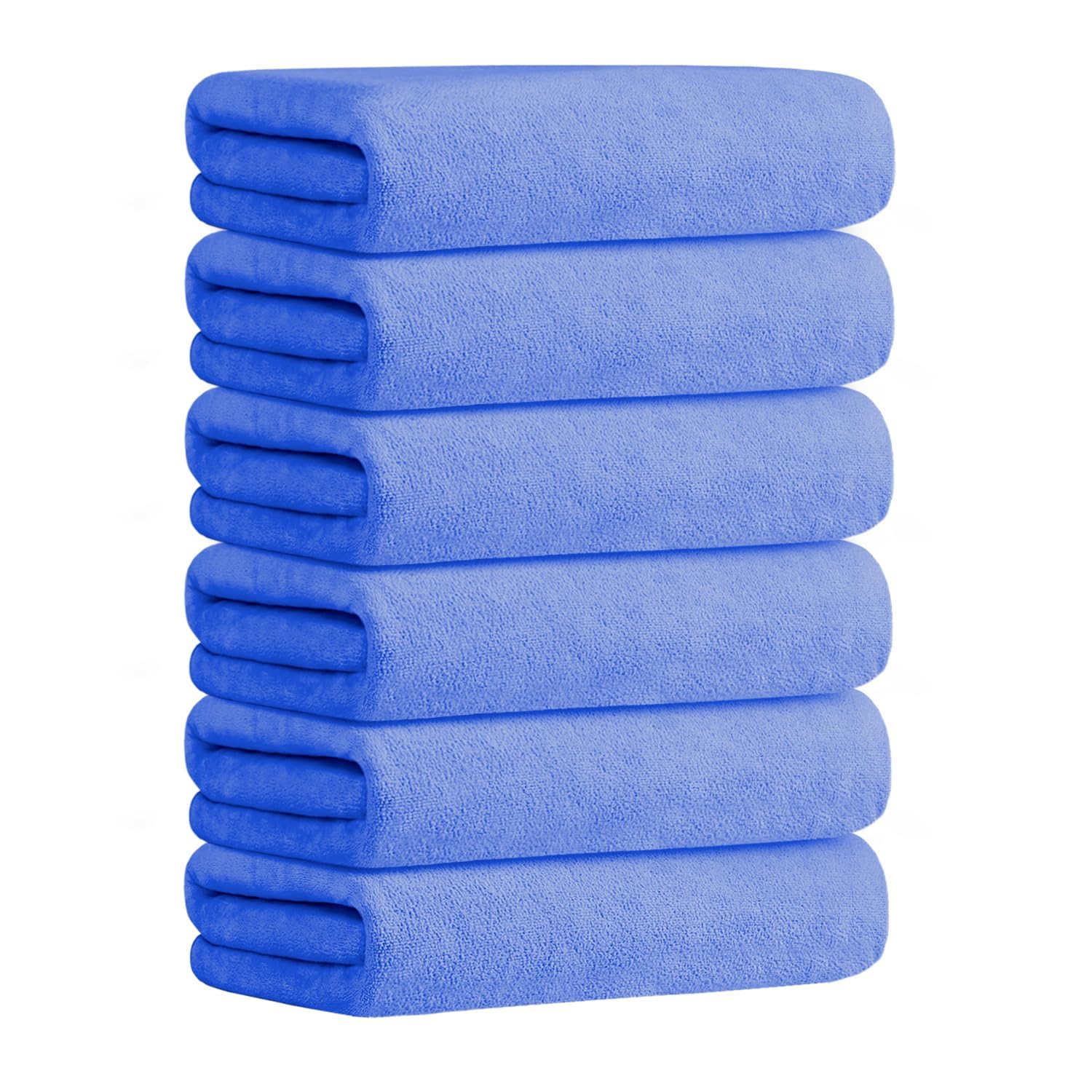Premium JML Microfiber Bath Towels Set - 6 Pack 30x60 Inch Ultra Soft & Highly Absorbent Quick-Dry Towels for Adults - Fade Resistant Luxury Bath Towels for Spa, Gym & Home Use - Blue