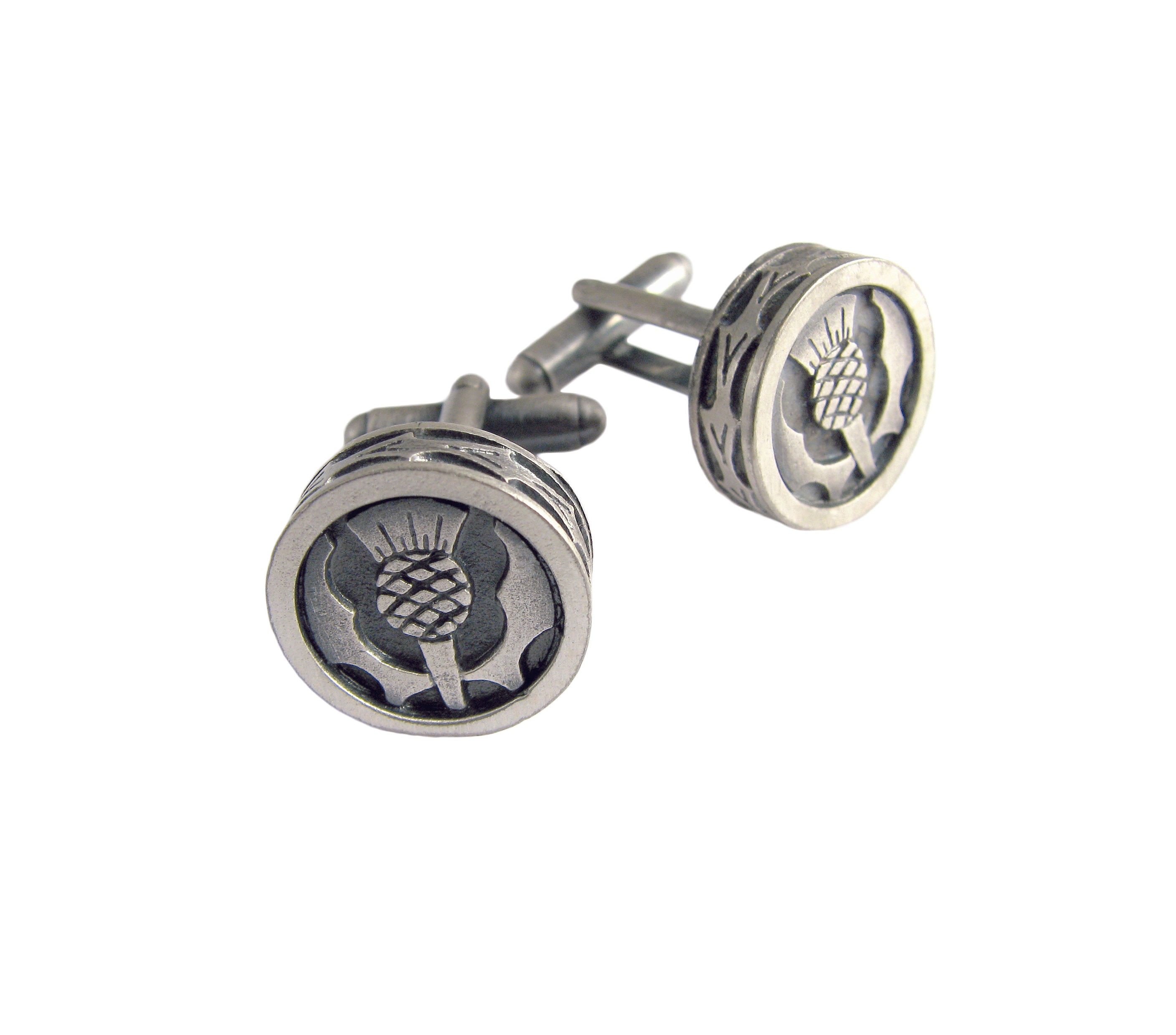 Elegant Round Thistle Cufflinks for Men - Stainless Steel Dress Shirt Accessories - Perfect for Weddings, Business Meetings & Formal Events