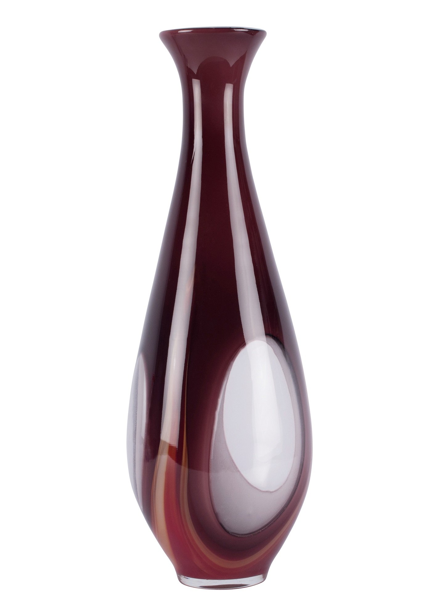 Elegant Manhattan Chic Artisan Tall Aubergine & Clear Glass Vase - Perfect for Home Decor, Wedding Centerpieces, and Floral Arrangements