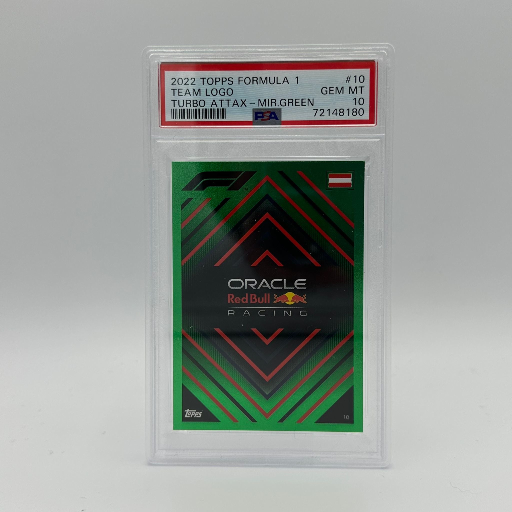 PSA 10 006/500 Team Logo Red Bull Racing Honda #10 Mirror Green - Limited Edition Racing Collectible Card for F1 Fans & Sports Memorabilia Enthusiasts