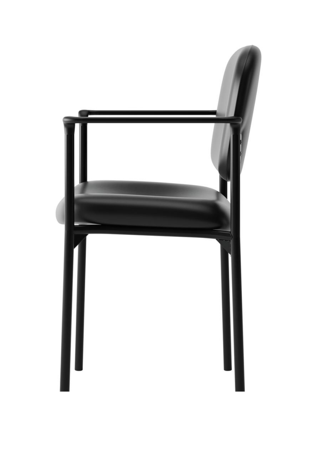 HON Scatter Stacking Black Bonded Leather Guest Chair with Fixed Arms - Comfortable Office Seating for Conference Rooms, Waiting Areas & Reception Spaces