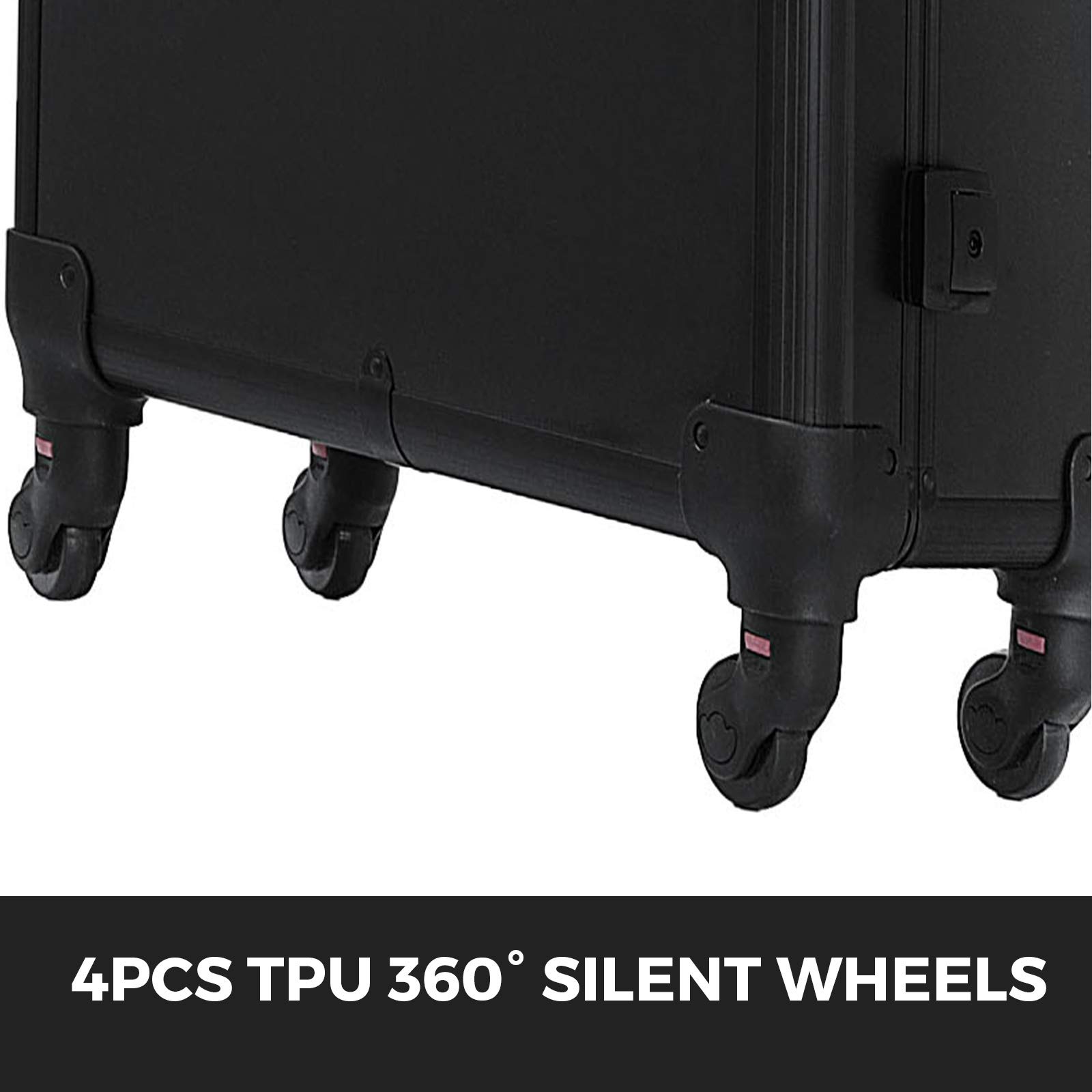 BuoQua Professional Rolling Makeup Station with Adjustable Legs & 6 Lights - 28 x 21 x 54 Inch Lockable Beauty Case for Cosmetic Artists, Home Salon & Studio (Black) - Perfect for Makeup Artists, Beauty Professionals & Home Vanity Organization
