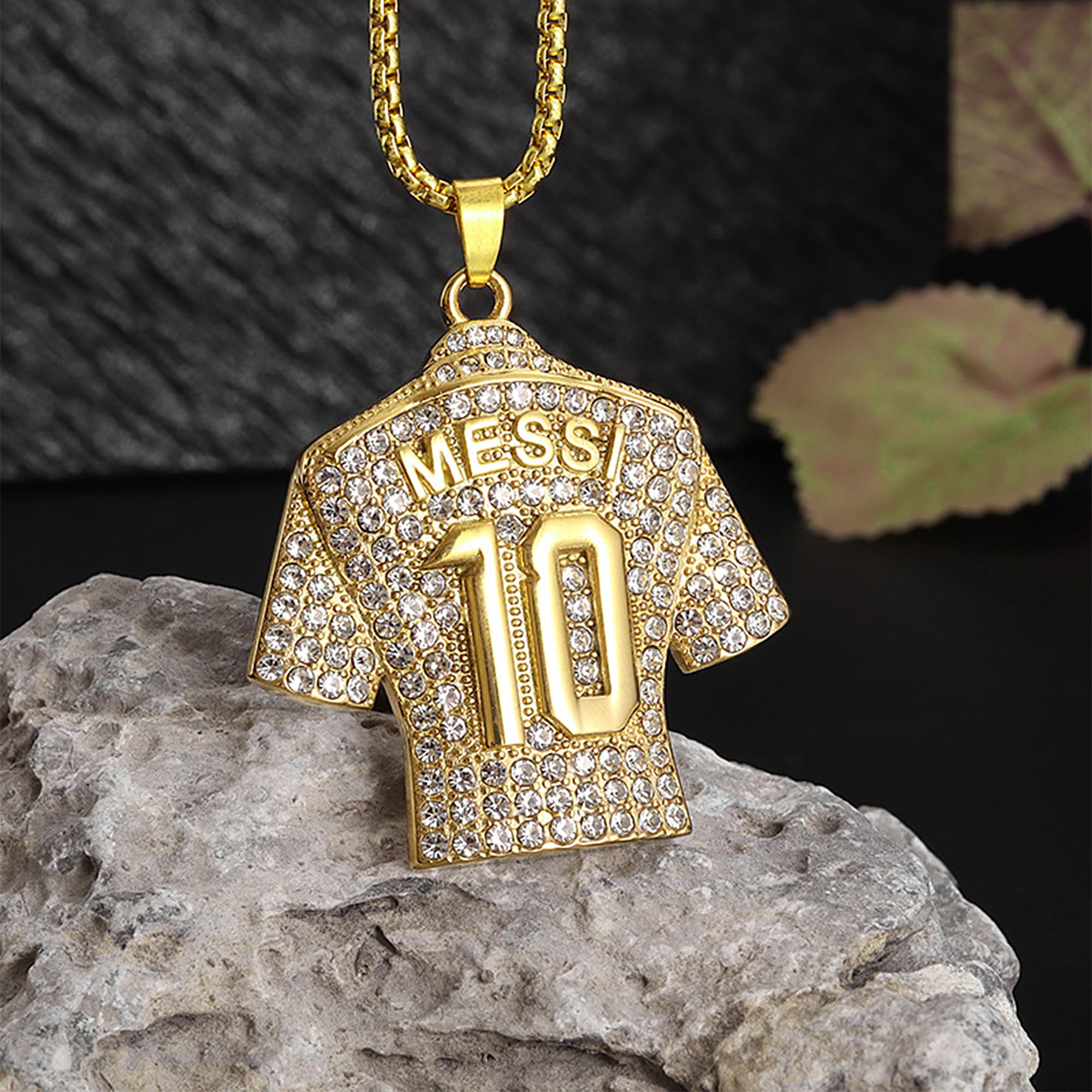 Number 10 Soccer Jersey Pendant Necklace - Titanium Steel Football Jersey Necklace for Miami Fans - Perfect Gift for Soccer Players and Supporters - Great for Game Days, Fan Events & Birthday Presents