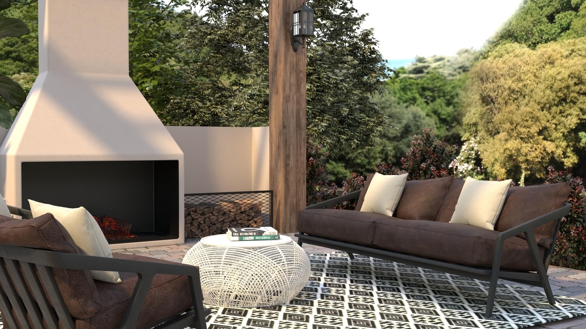 Mad Mats Geometric Outdoor Rug - Reversible Plastic Mat 5' x 8' in Scotch Black/White - Perfect for Patio, Deck, Poolside & Backyard Decor