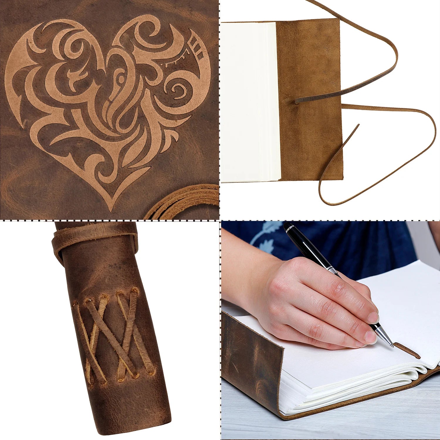 Elegant Heart Embossed Leather Journal for Women - Perfect for Writing, Sketching & Gift Giving - Ideal for Travel, Daily Journaling & Creative Inspiration