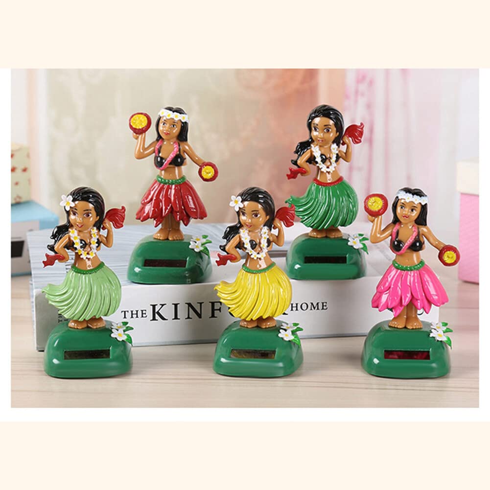 SEADEAR Solar Powered Hawaiian Hula Dancer Car Dashboard Ornament - Head Shaking Dancing Doll for Car, Office & Desk Decoration - Perfect for Tropical Themed Parties, Beach Vacations & Hawaiian Luaus