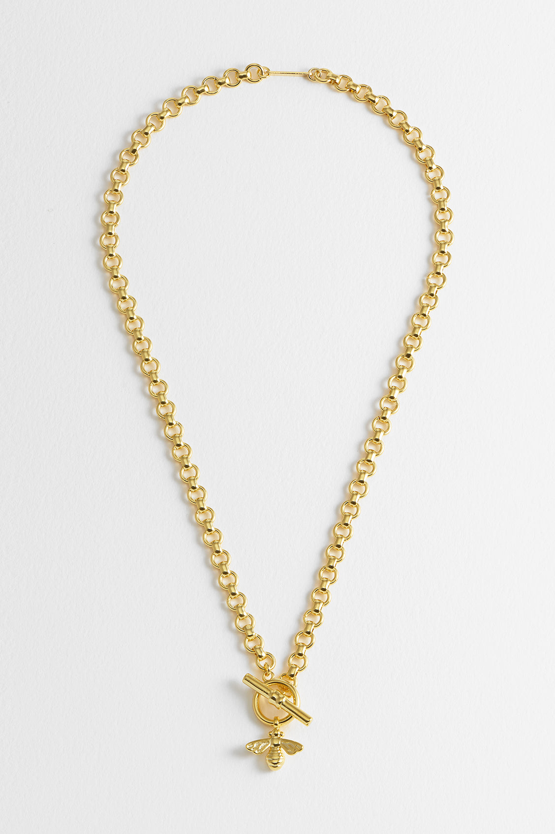 Bumble Bee T Bar Chain Necklace - 18K Gold Plated Stainless Steel Bee Pendant Jewelry for Women - Perfect for Casual Wear, Layering & Gift Giving