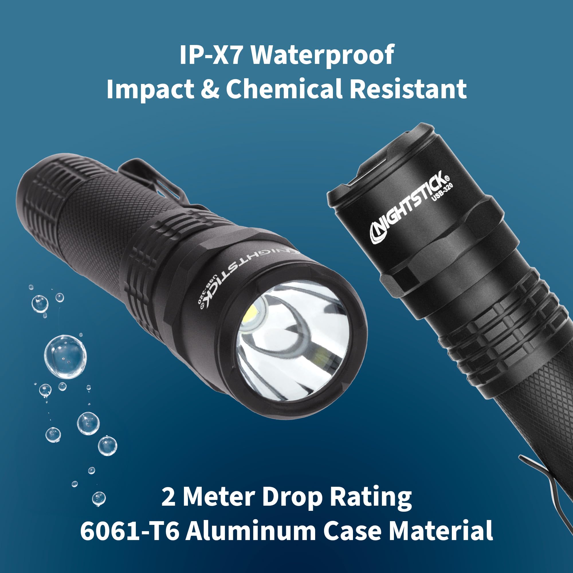 Nightstick USB-320 Rechargeable Tactical Flashlight - 320 Lumens, Compact EDC Light for Camping, Hiking & Emergency Use