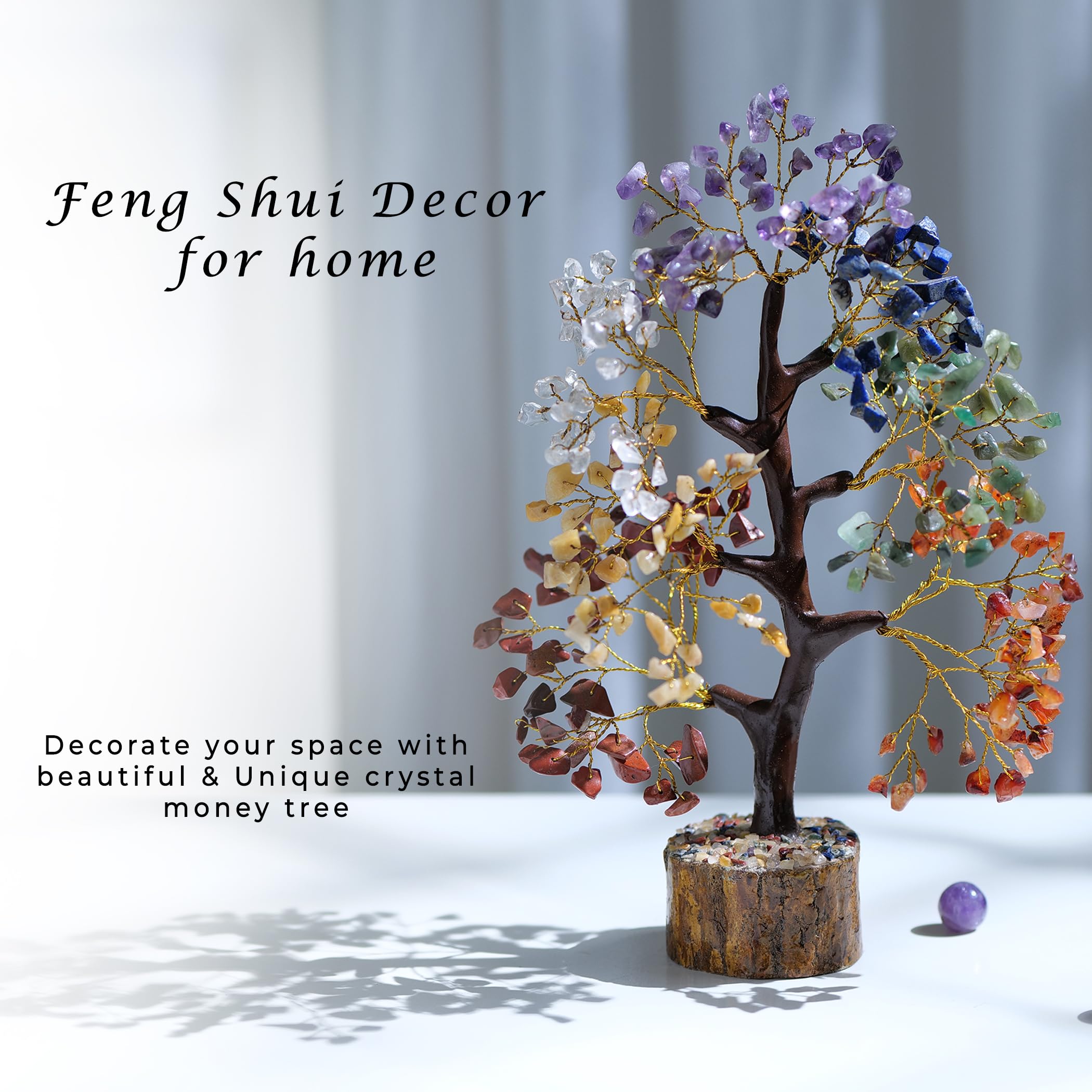 7 Chakra Tree of Life Decor with 300 Beads & Healing Crystals - Spiritual Meditation Accessories, Good Luck Office & Home Decor - Perfect Gift for Women, Housewarming, Birthday - Ideal for Yoga Studios, Meditation Spaces & Feng Shui Home Decor