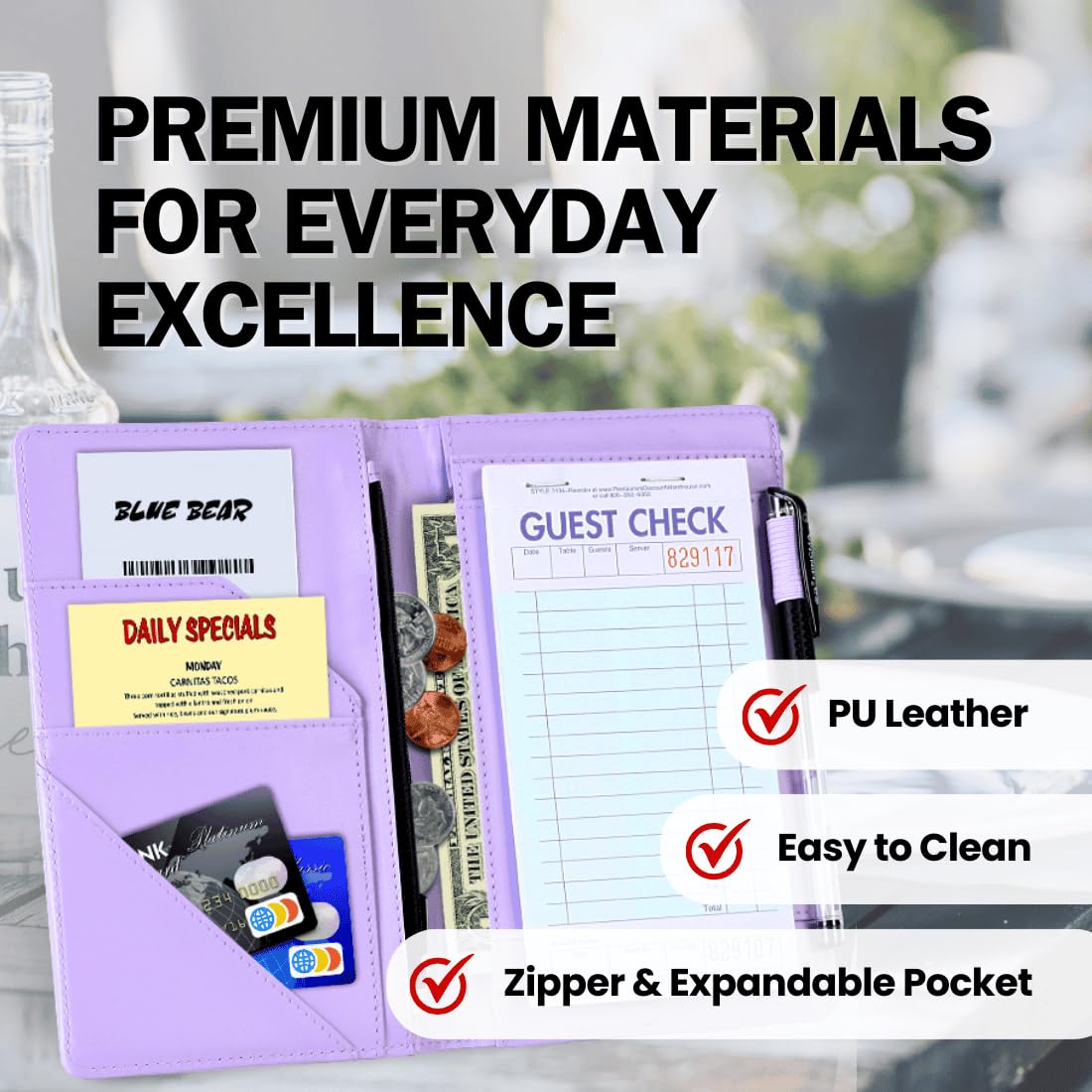 Durable Waitress Server Book for Restaurants, Cafes & Bars - Efficient Organization