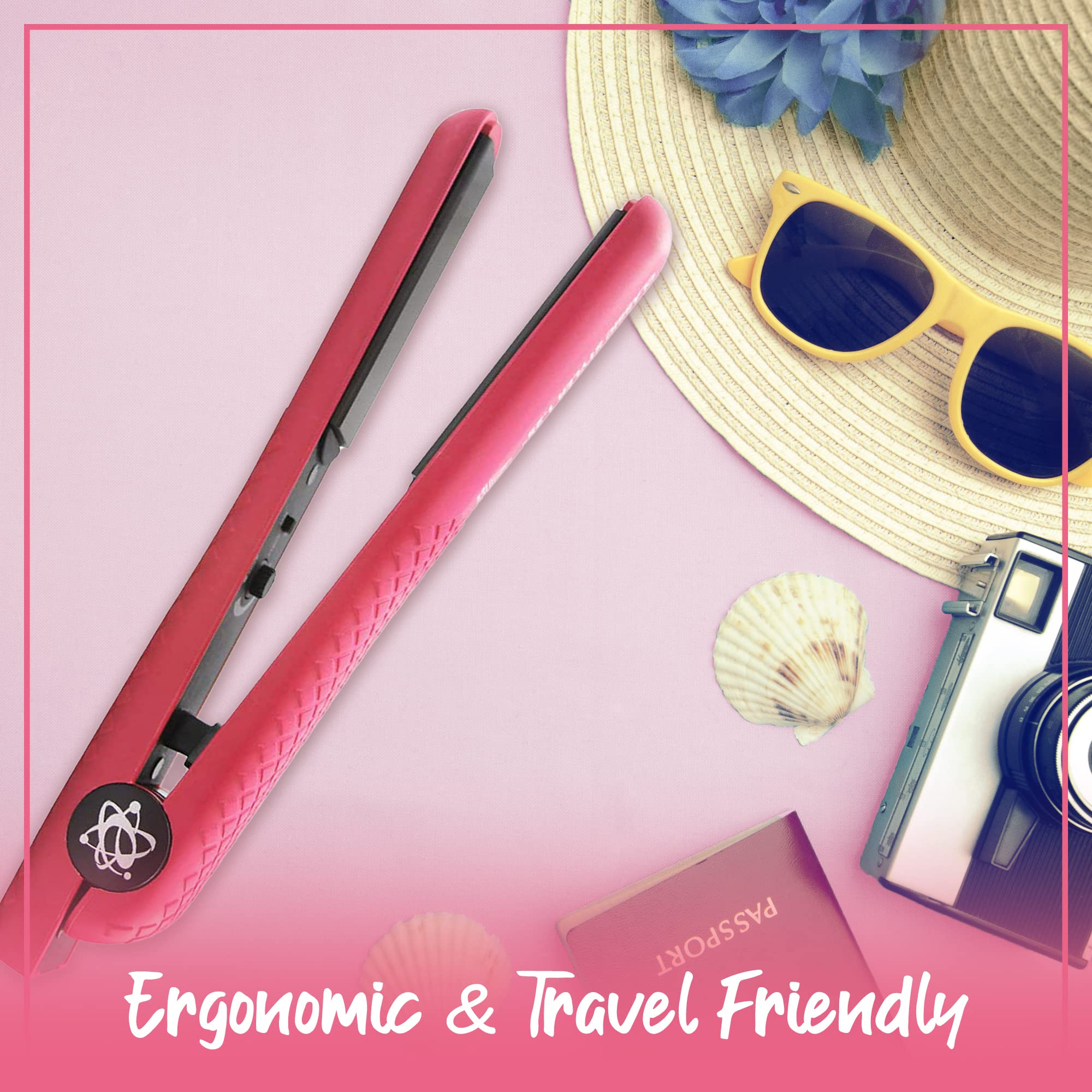 Pink 1.25 Inch Classic Styler Hair Straightener - Professional Ceramic Flat Iron for Smooth & Shiny Hair - Perfect for Home Use, Travel & Salon Styling