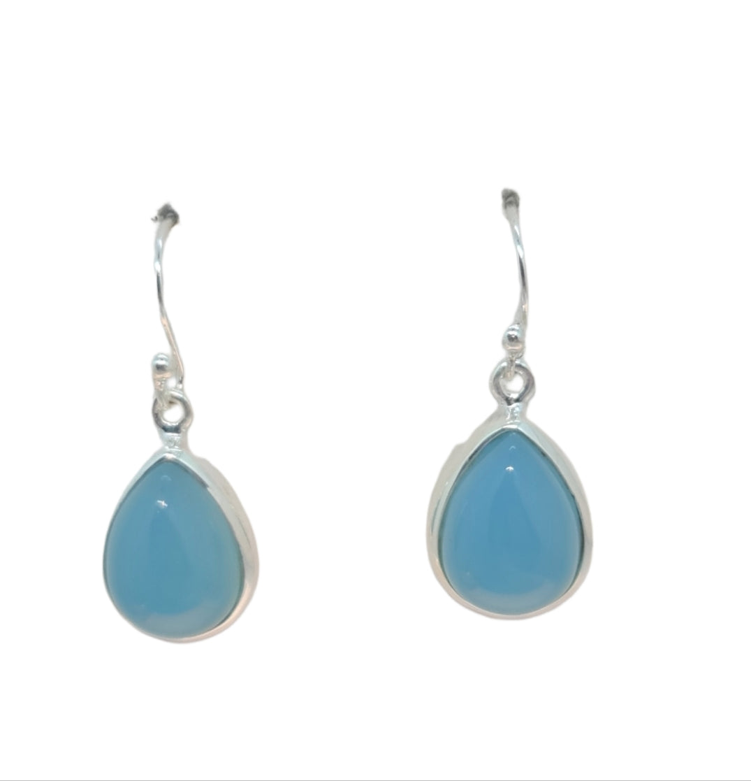 Aqua Blue Chalcedony Stone Drop Earrings for Women - Handmade Dangle Jewelry Gift for Her - Perfect for Weddings, Parties & Special Occasions