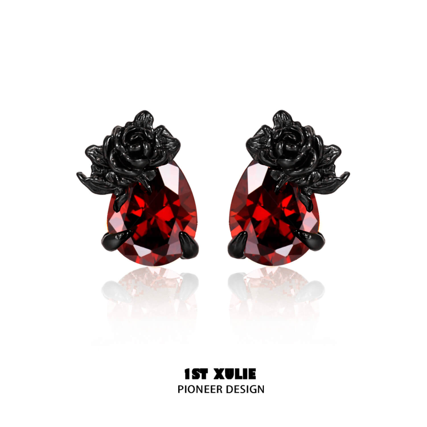 Taboo Rose S925 Sterling Silver Dark Rose Earrings for Women - Elegant Gothic Jewelry for Parties, Date Night & Special Occasions