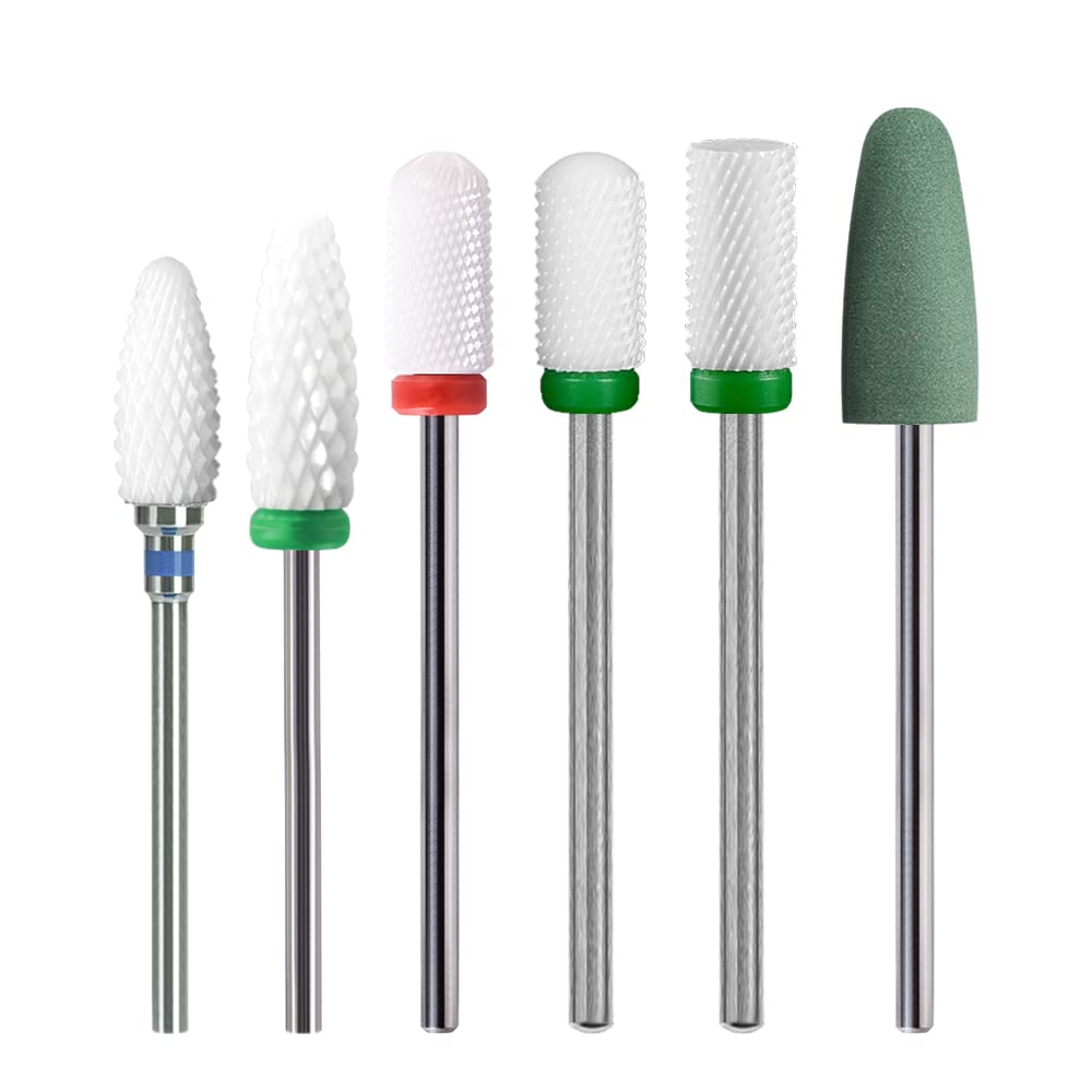 KADS 6 Pcs Ceramic Silicon Nail Cutter Bits Set - Professional Manicure Pedicure Tools for Nail Care, Gel Polish Removal & Dead Skin Cutting | Perfect for Home Salon, Nail Art & DIY Beauty Care