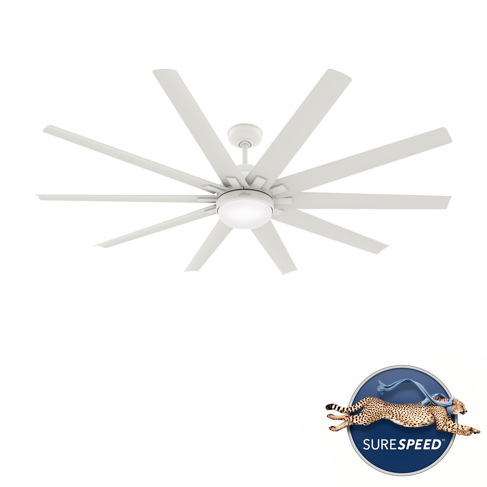 Hunter Overton 72 Inch Outdoor White Ceiling Fan with Remote Control - Damp Rated for Patio, Porch, and Covered Outdoor Spaces - Energy Efficient Cooling for Summer