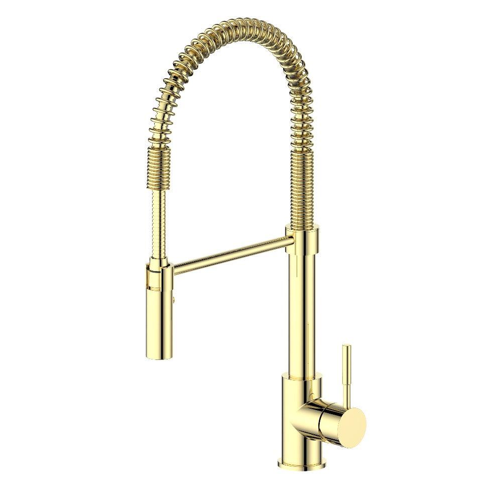ZLINE Sierra Pull Down Spring Single Handle Kitchen Faucet in Polished Gold - Modern Touchless Water Faucet for Kitchen Sink, Perfect for Cooking, Washing Dishes & Food Prep (SRA KF PG)