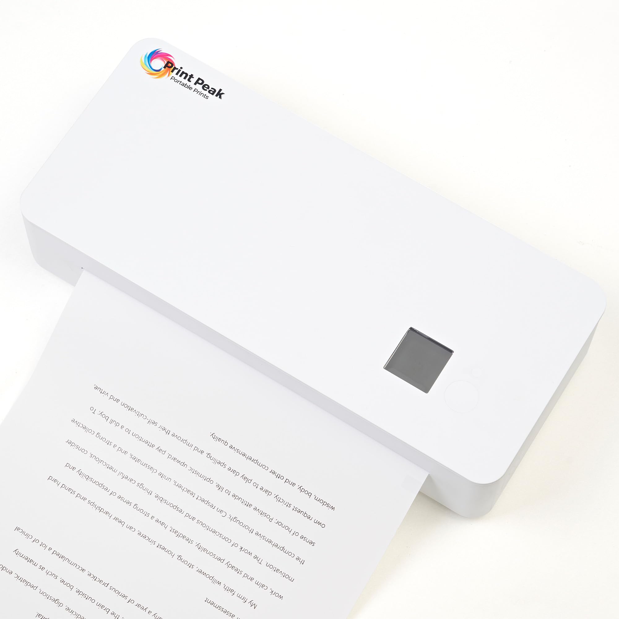 PrintPeak Wireless Thermal A4 Printer with 1 Roll Pre-Cut Paper (50 Sheets) - Portable Bluetooth Printer for iPhone, Android & Laptop, 27.5 x 11.6 cm - Ideal for Travel, Office & Home Receipt Printing