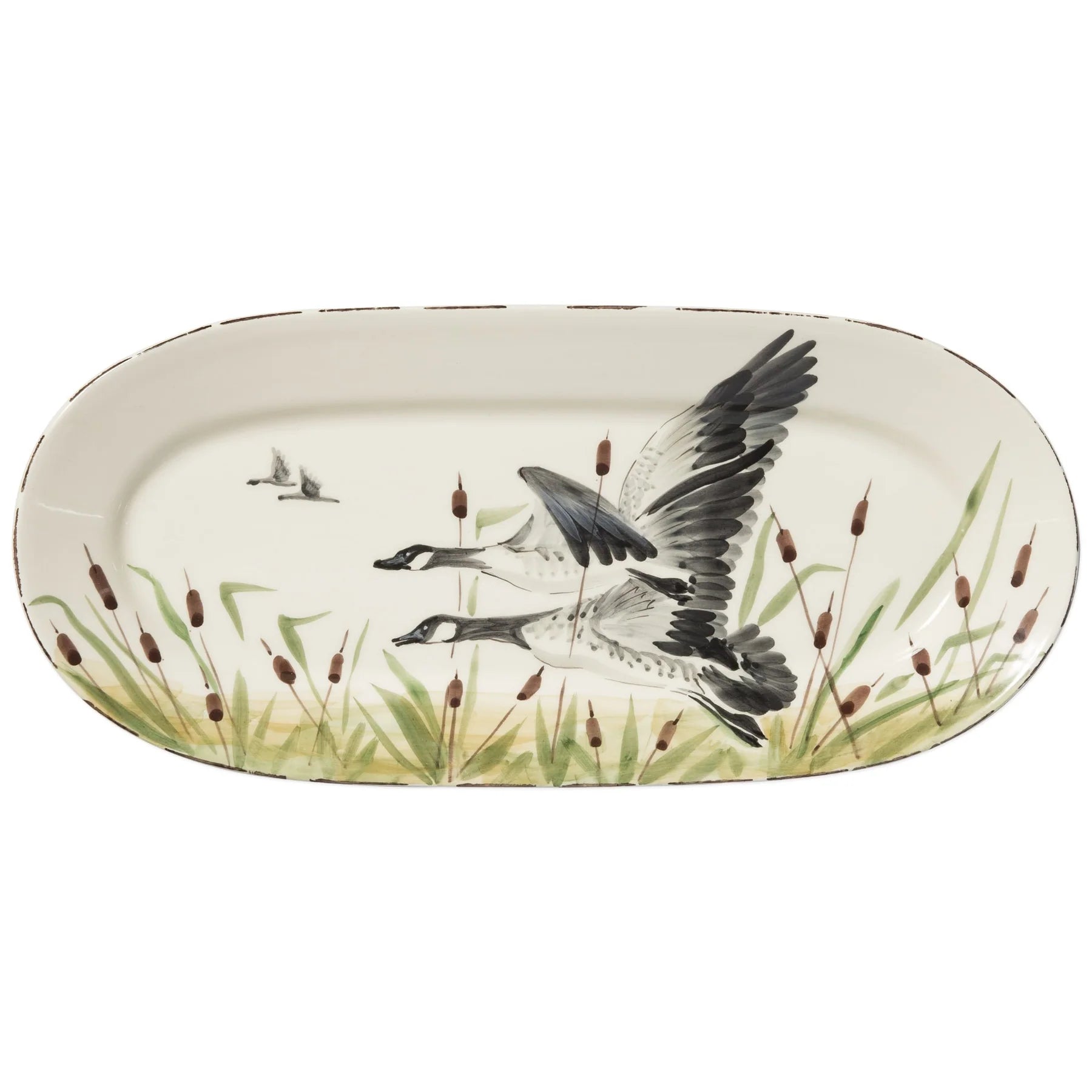 Wildlife Geese Small Oval Platter - Handcrafted Ceramic Serving Dish for Appetizers, Cheese & Charcuterie | Perfect for Dinner Parties, Picnics & Holiday Gatherings