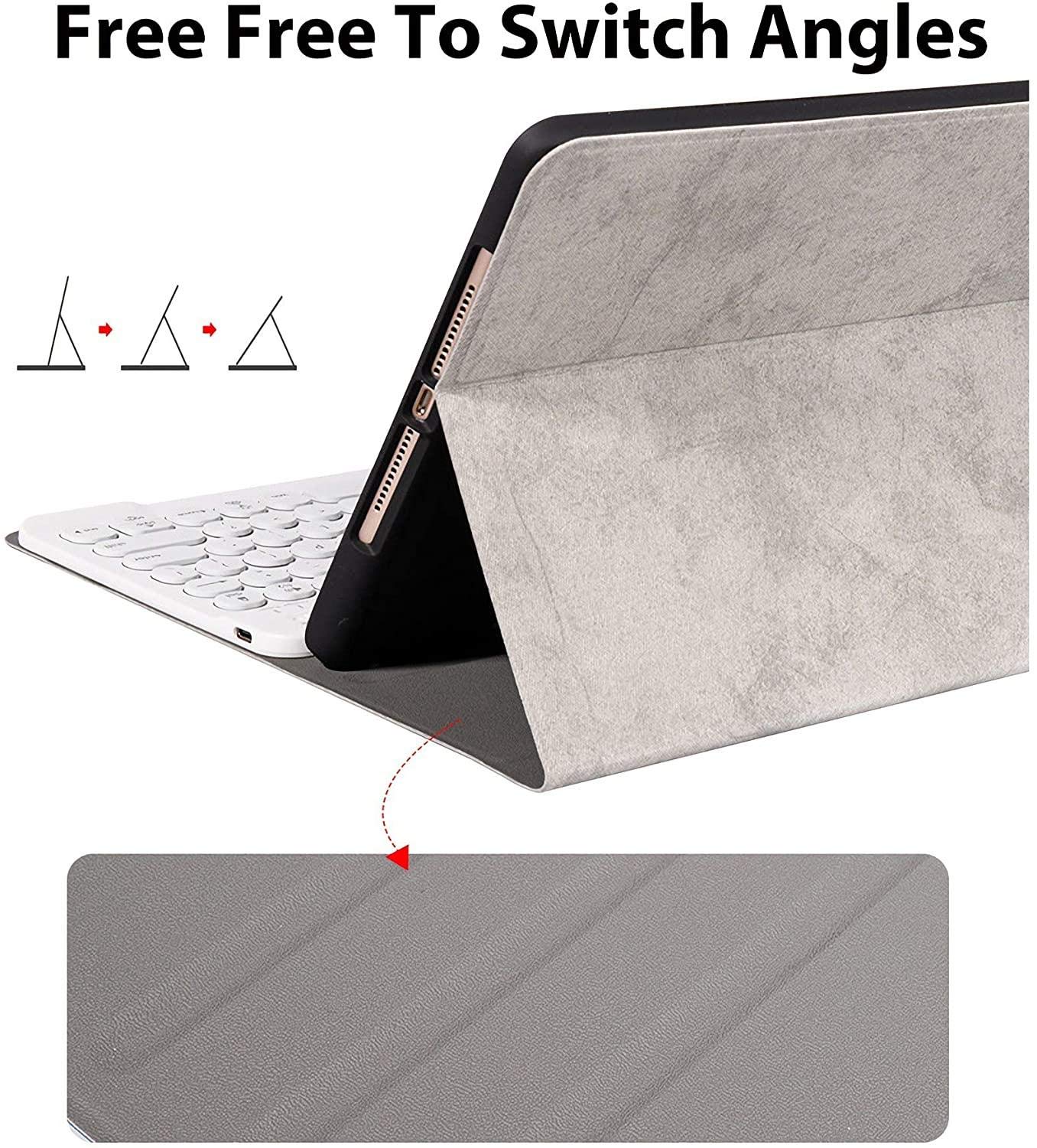 2020 iPad Air 4 10.9-inch Keyboard Case with Backlit Detachable Keyboard - 7 Color Options, Slim Folio Smart Cover Compatible with iPad Air 4th Gen (Supports Apple Pencil Charging) | Gray with White Keyboard | Perfect for Work, Study & Travel