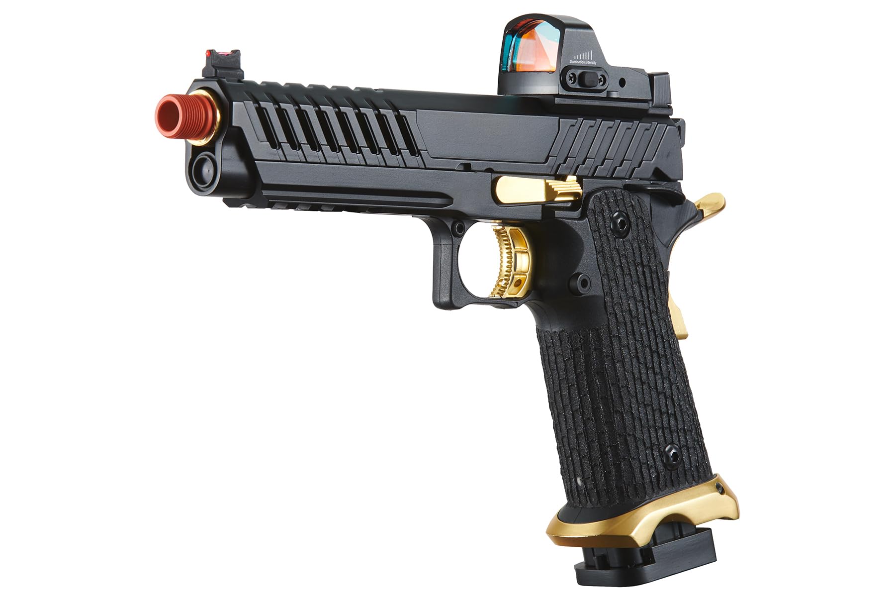Lancer Tactical Knightshade Hi-Capa Gas Blowback Airsoft Pistol with Micro Red Dot Sight - Realistic Training & Competitive Airsoft Matches