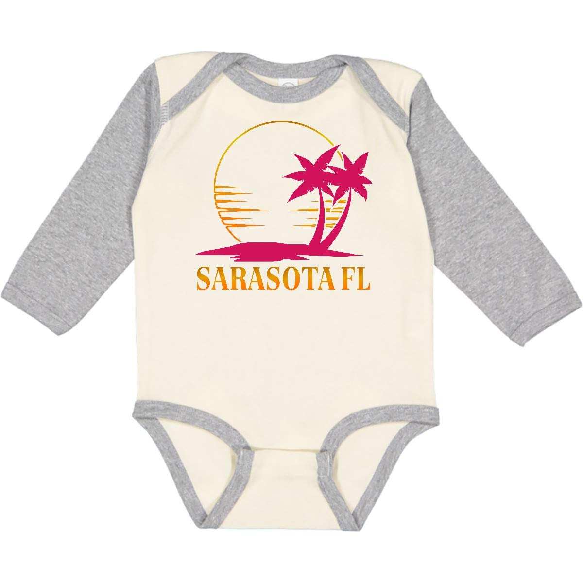 Inktastic Sarasota Florida Sunset Beach Vacation Long Sleeve Creeper - Soft Cotton Baby Bodysuit for Boys & Girls - Perfect for Beach Trips, Family Photos & Casual Outings