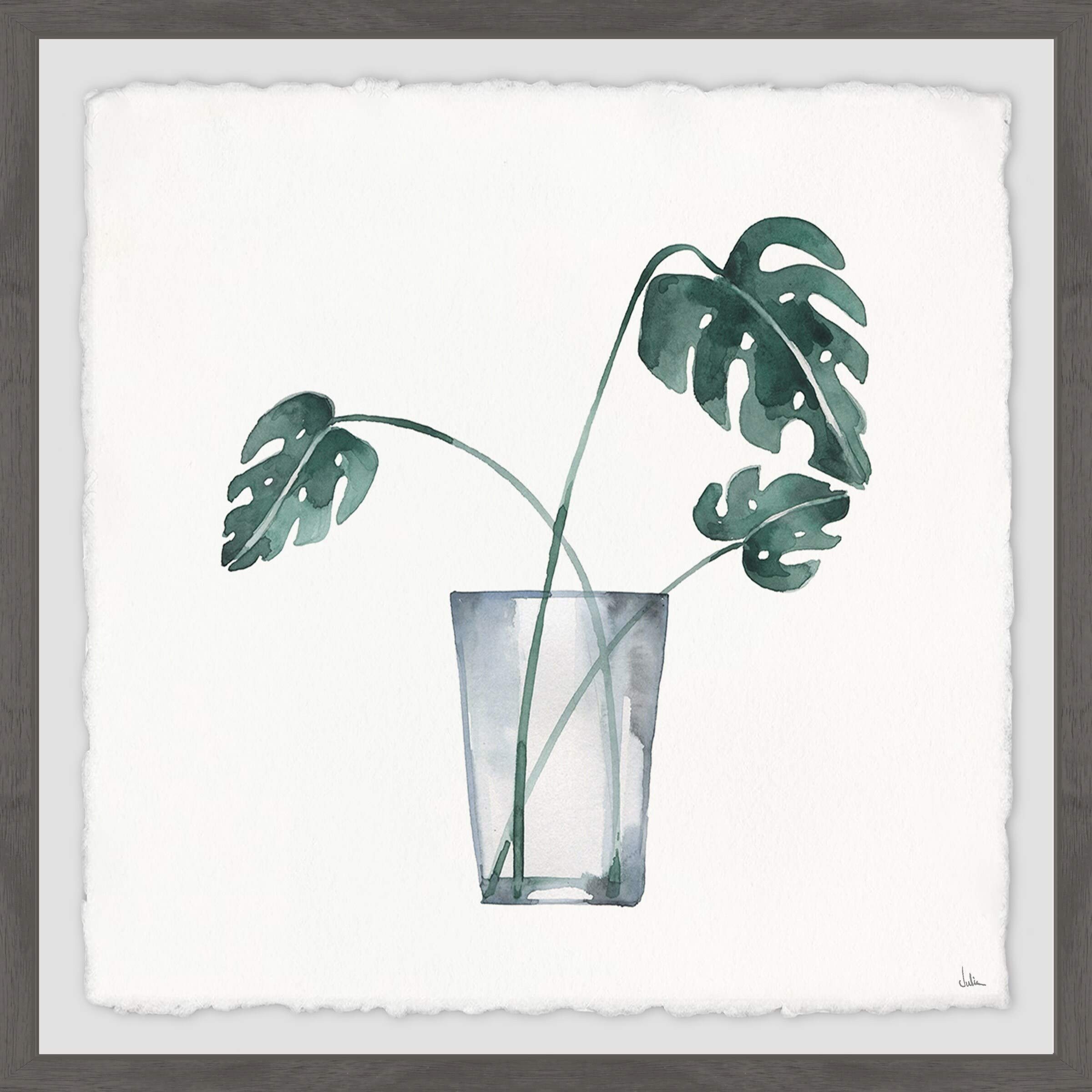 Handmade Tropics in a Vase Framed Print 32x32 - Marmont Hill Wall Art for Living Room, Bedroom & Office Decor