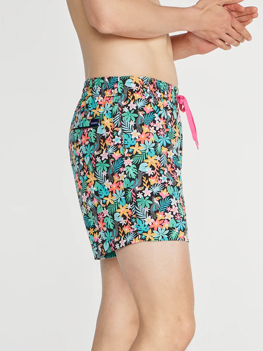 Chubbies 5.5 Inch The Bloomerangs Swim Trunks for Men - Quick Dry, Stretch Comfort - Perfect for Beach, Pool & Summer Vacations - Black