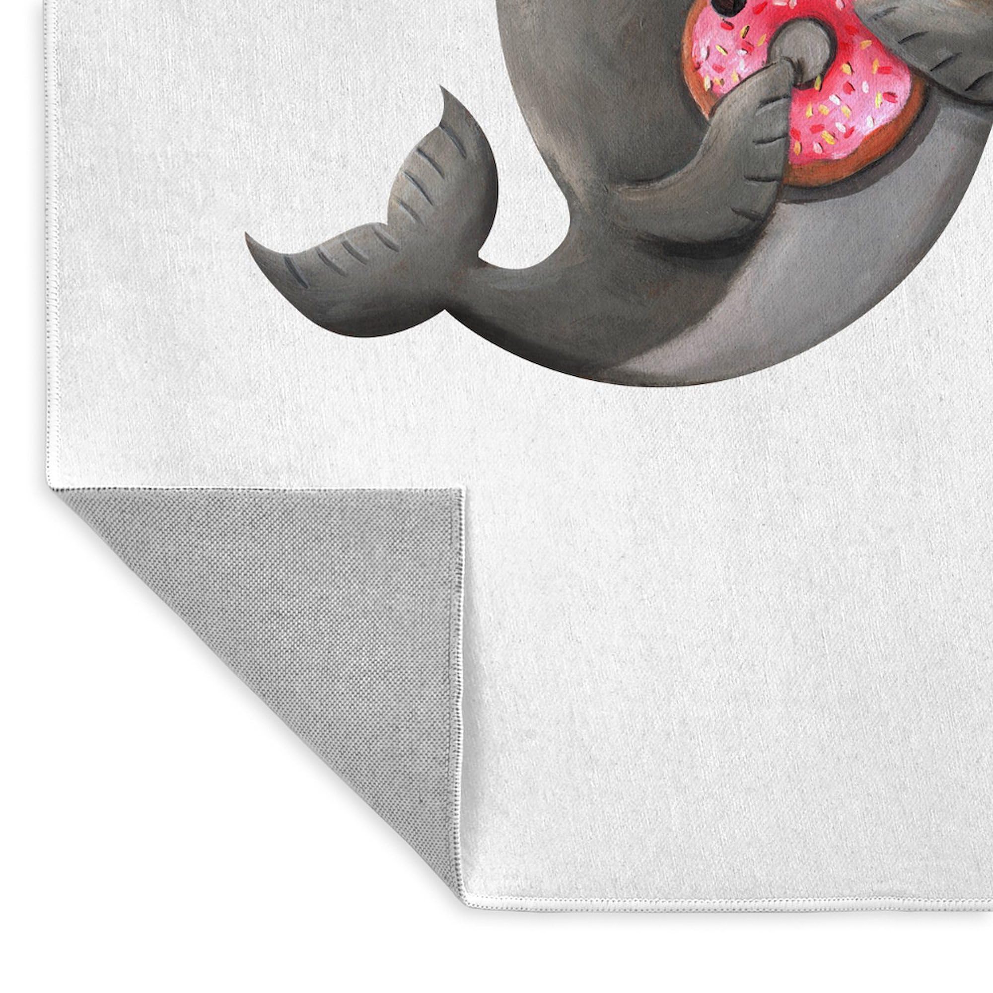 Cute Narwhal with Donut 3'X5' Area Rug - Soft Fabric Throw Rug for Kids Room, Nursery, Dorm Decor - Non-Slip Floor Mat for Living Room, Bedroom & Playroom