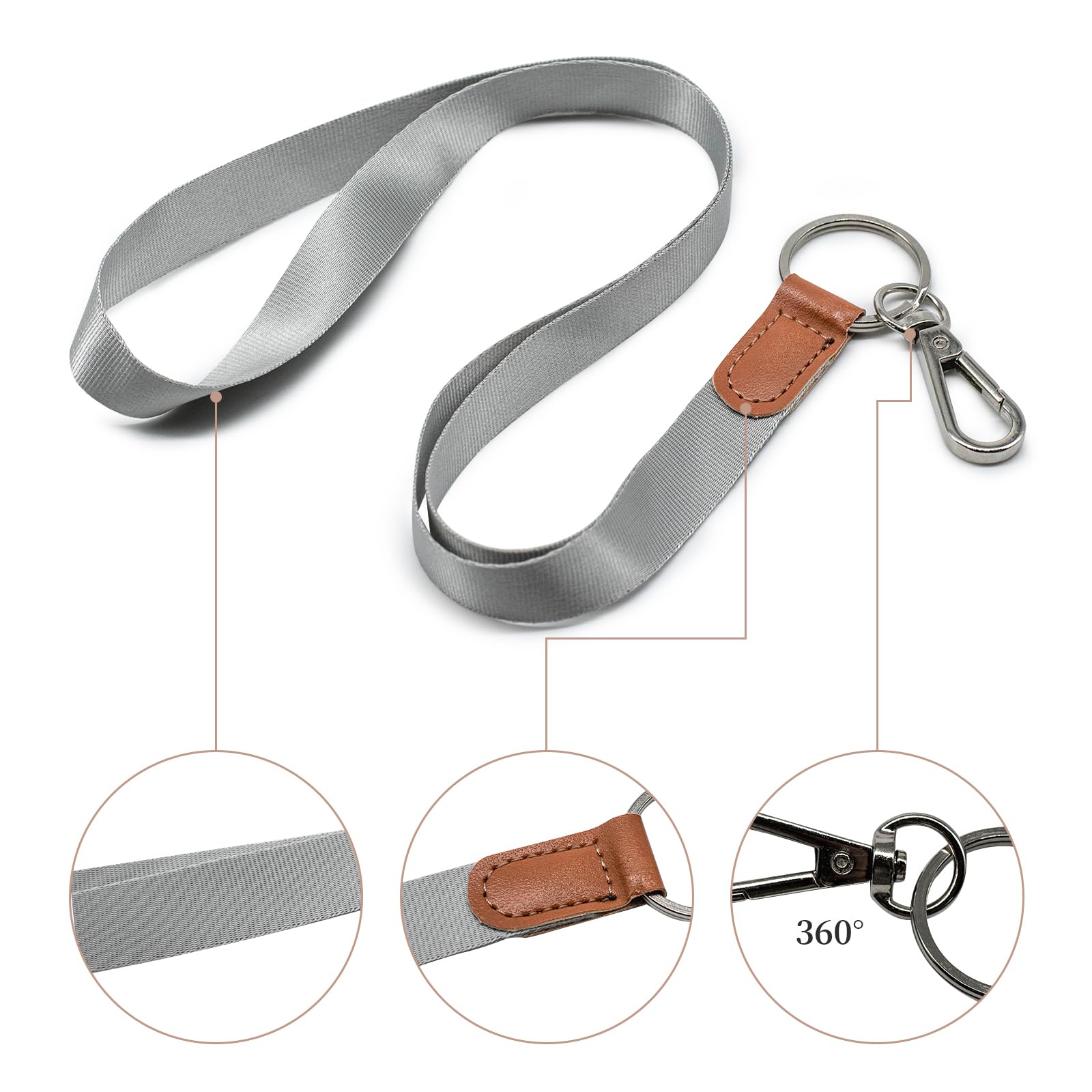 VIKKO PU Leather ID Badge Holder & Card Case Wallet with Neck Lanyard and Key Ring - Marble Texture Design for Office, School, Events and Security Personnel