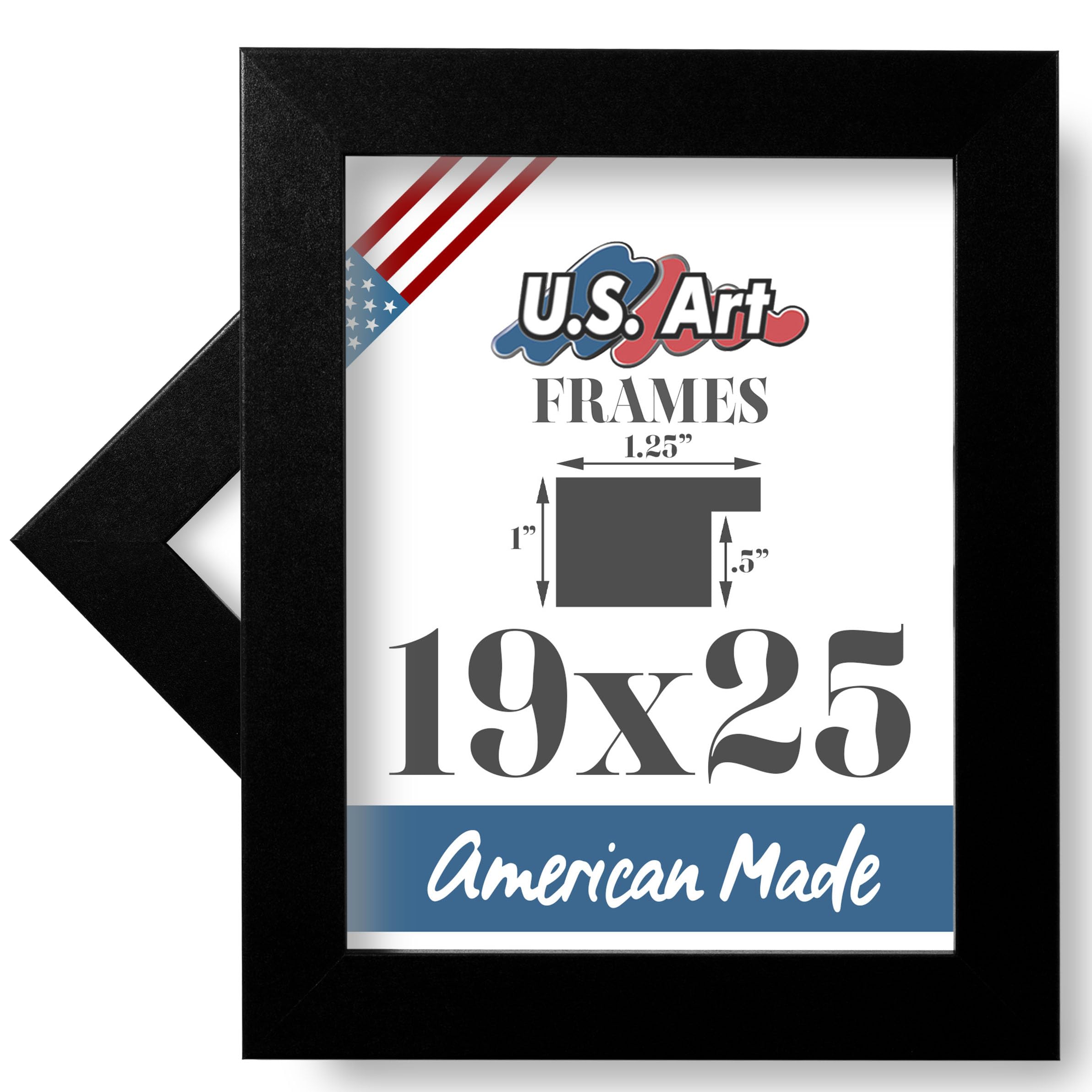 19x25 Inch Black Picture Frame Set of 4 - 1.25 Inch Wide Modern Photo Frame for Wall Art, Family Photos, Office Decor & Home Gallery Display