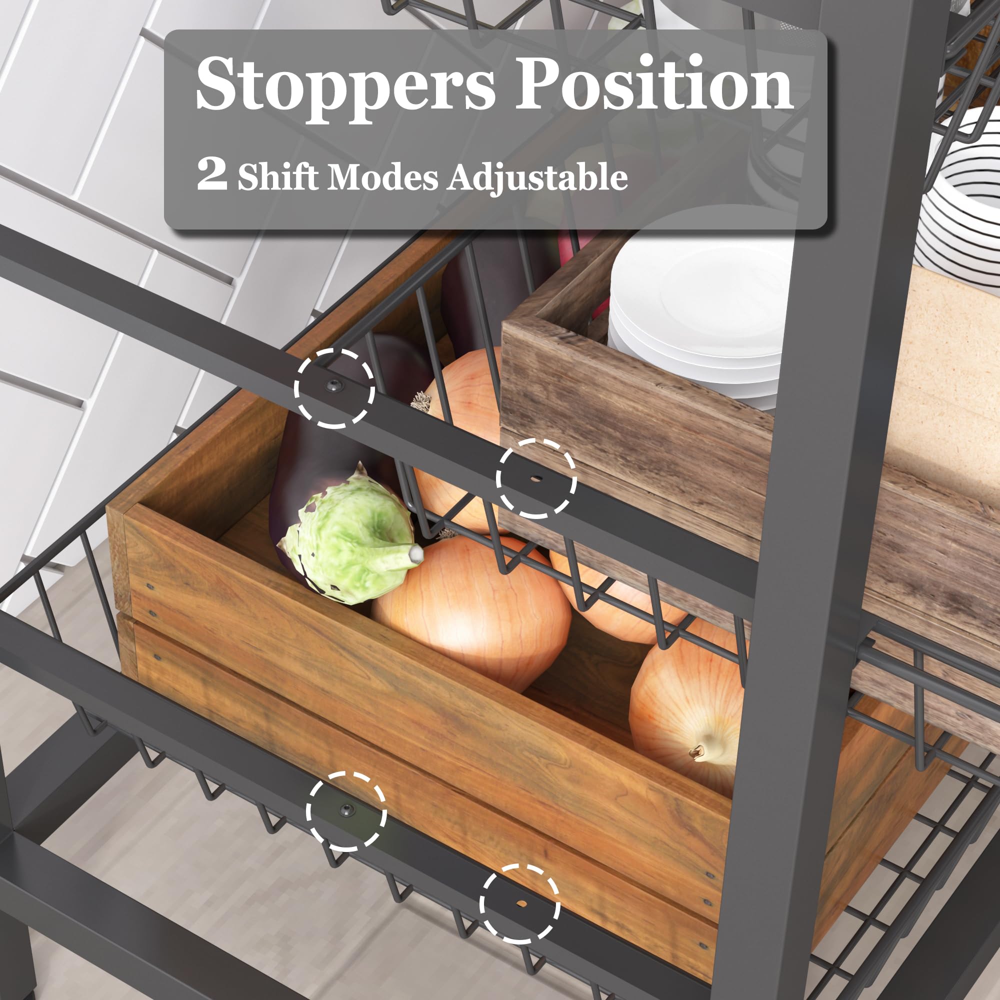 Industrial Kitchen Bakers Rack with Baskets & Door, Microwave Oven Stand, Utility Storage Shelf, Free Standing Organizer with Hooks - Perfect for Small Kitchens, Pantries, and Home Storage Solutions