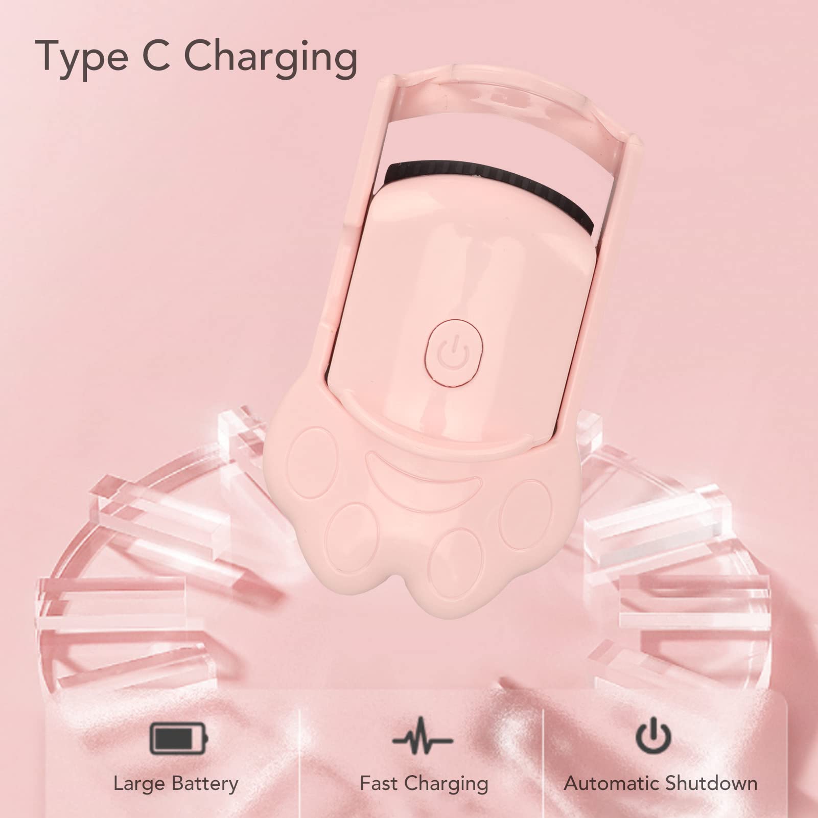 Heated Eyelash Curler with 2 Temperature Settings - Auto Shutoff & Constant Heat - Professional Lash Curling Tool for Women (Pink) | Perfect for Salon Use, Home Beauty Routine & Travel Makeup Kit