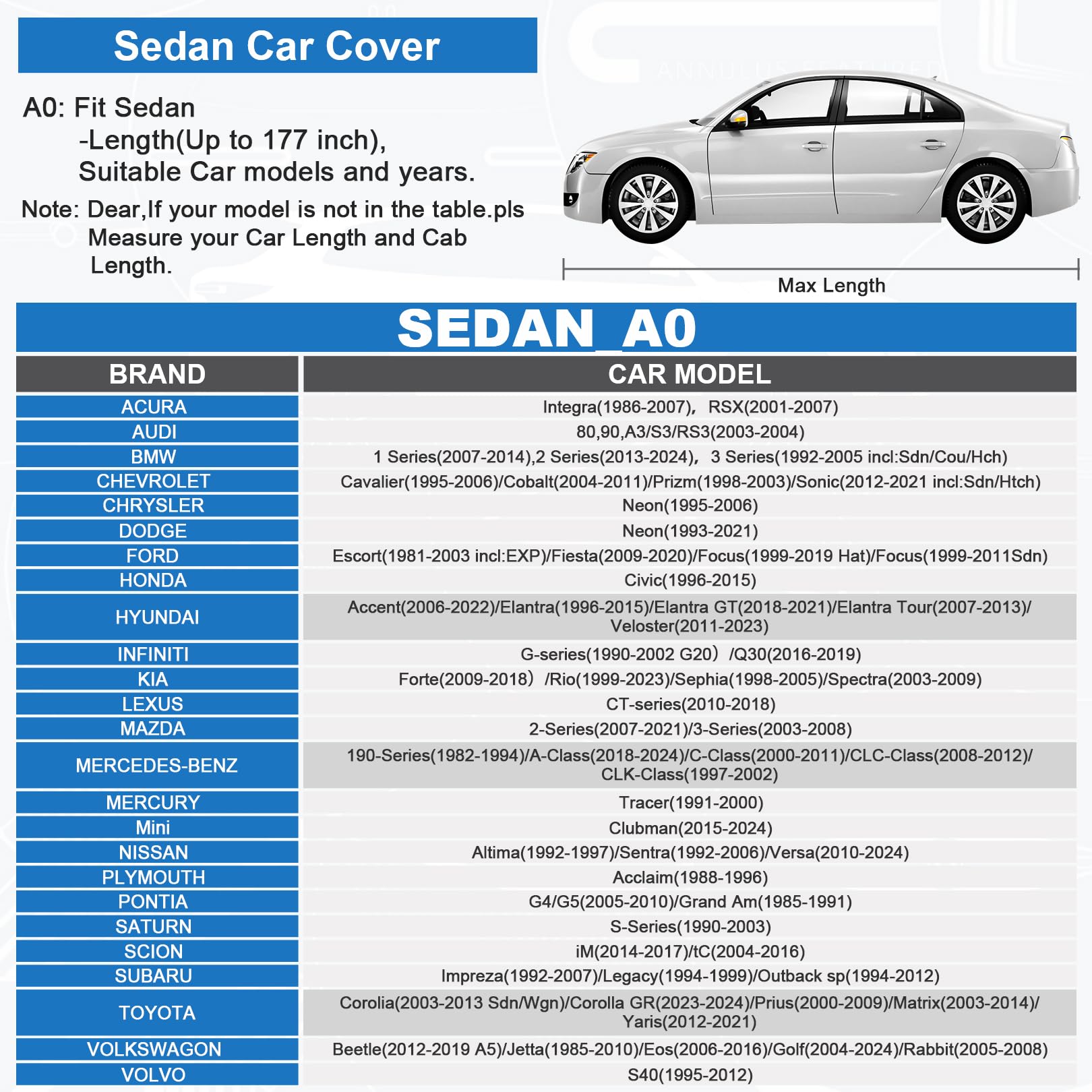 Sailnovo Waterproof All-Weather Car Cover - Heavy Duty 7-Layer Full Exterior Protection for Sedans | UV, Snow & Sun Shield with Zipper Design | Perfect for Outdoor Parking & Vehicle Storage